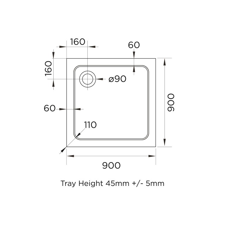 Chrome 6mm Glass Square Hinged Shower Enclosure with Shower Tray 900mm - Carina