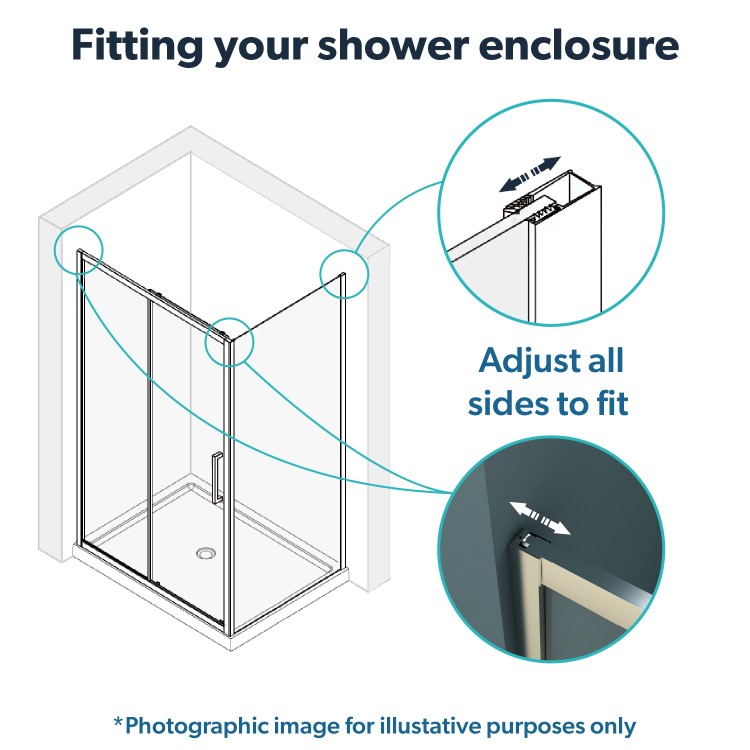 Chrome 6mm Glass Rectangular Sliding Shower Enclosure 1400x700mm - Carina