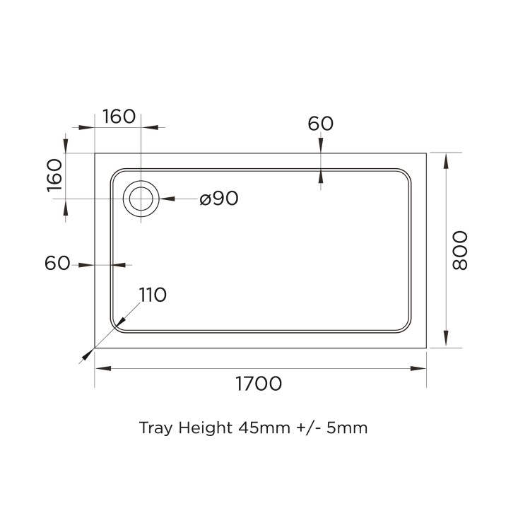 GRADE A1 - Stone Resin Rectangular Shower Tray 1700 x 800mm