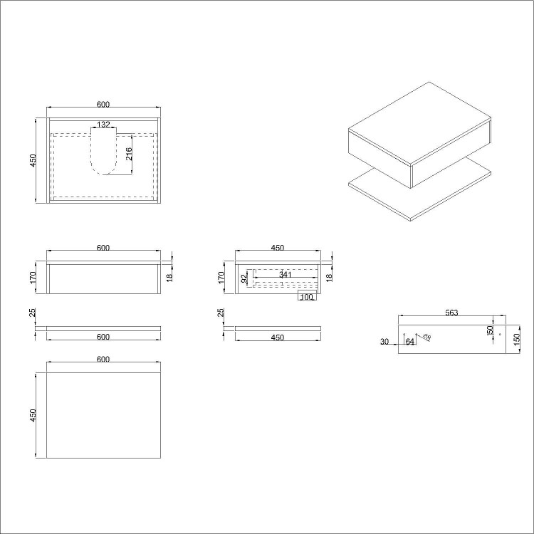 600mm Green Wall Hung Countertop Vanity Unit with White Marble Effect Basin and Shelves - Lugo