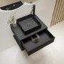 600mm Black Wall Hung Countertop Vanity Unit with Black Square Basin and Shelves - Lugo