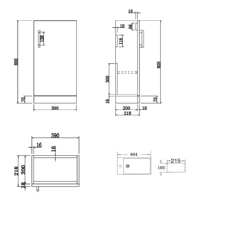 400mm Blue Cloakroom Freestanding Vanity Unit with Basin and Chrome Handle - Ashford