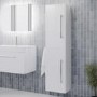 Double Door White  Wall Hung Tall Bathroom Cabinet with Chrome Handles 350 x 1400mm- Ashford