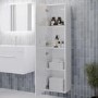 Double Door White  Wall Hung Tall Bathroom Cabinet with Chrome Handles 350 x 1400mm- Ashford