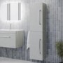 Double Door Grey Wall Hung Tall Bathroom Cabinet with Chrome Handles 350 x 1400mm - Ashford