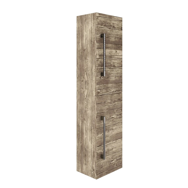 Wood Effect Wall Mounted Tall Bathroom Cabinet 350mm - Ashford