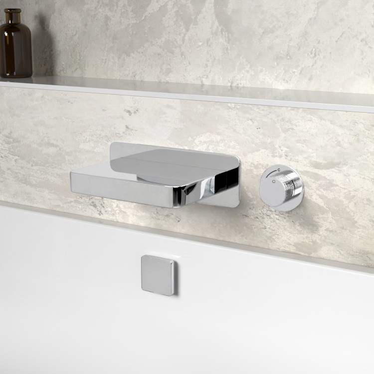 Chrome Wall Mounted Bath Mixer Tap with Valve - Zanda