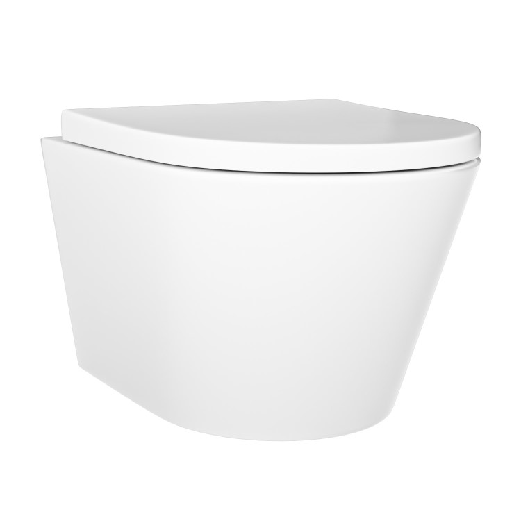 Wall Hung Toilet With Slim Soft Close Seat Frame Cistern and Chrome Flush- Newport