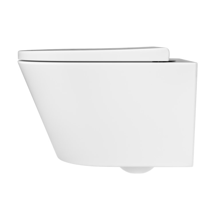 Wall Hung Toilet with Soft Close Seat Brushed Brass Pneumatic Flush Plate 820mm Frame & Cistern - Newport