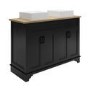 1200mm Black Freestanding Countertop Double Vanity Unit with White Square Basins - Camden