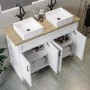 1200mm White Freestanding Countertop Double Vanity Unit with Square Basins - Camden