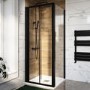 Black 6mm Glass Square Bifold Shower Enclosure 800x800mm - Carina