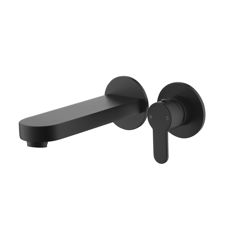 Matt Black Wall Mounted Bath Filler 2 Holes - Como