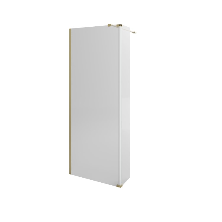 1000mm Brushed Brass Shower Screen for Wetroom & Walk In Shower with 300mm Hinged Flipper Panel - Corvus