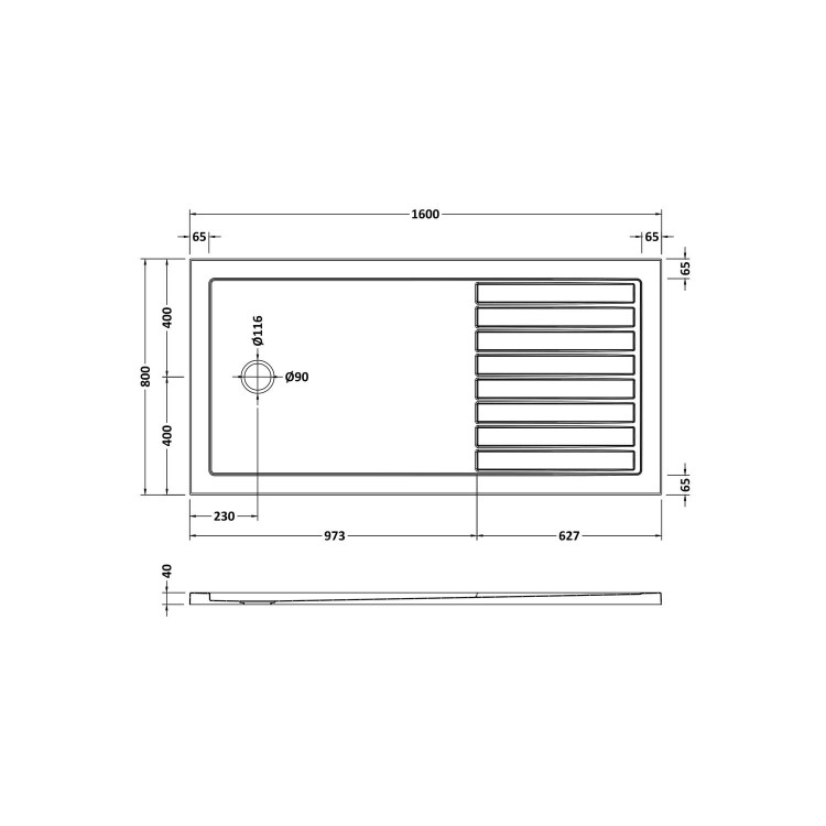 1600x800mm Brushed Brass Walk In Shower Screen Enclosure with 300mm Hinged Flipper Panel and Shower Tray - Corvus