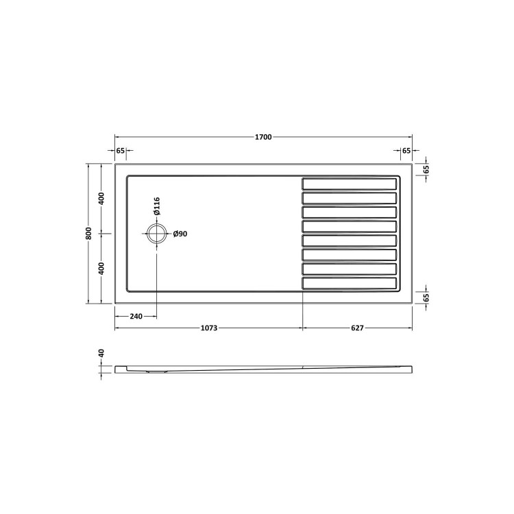 1700 x 800mm BrassWalk in Shower Enclosure Suite with Ashford Toilet and Basin