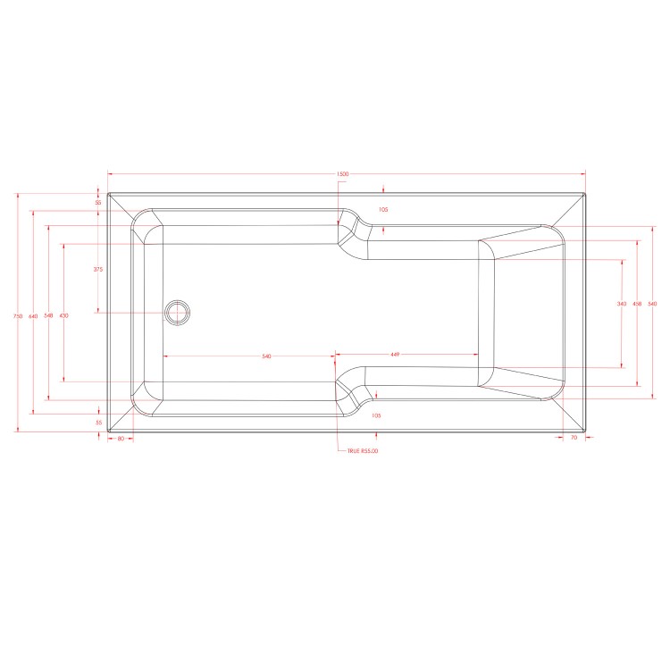 Single Ended Shower Bath with Front Panel & Chrome Bath Screen 1500 x 750mm - Cotswold