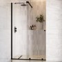 1200mm Black Sliding Shower Door + Wall Support Bar 8mm Glass - Denver