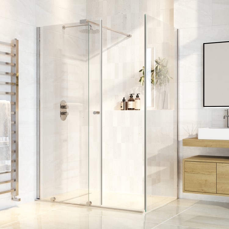 Chrome 8mm Glass Frameless Rectangular Sliding Shower Enclosure 1200x800mm - Denver