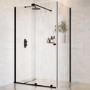 Black 8mm Glass Frameless Rectangular Sliding Shower Enclosure 1200x900mm - Denver