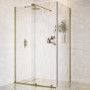 Brushed Brass 8mm Glass Frameless Rectangular Sliding Shower Enclosure 1400x800mm - Denver