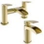 Brushed Brass Waterfall Basin Mixer Tap & Bath Filler Tap Pack - Elina