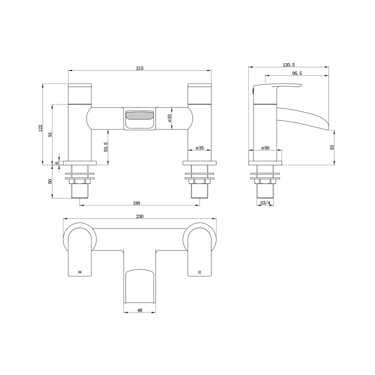 Brushed Brass Waterfall Basin Mixer Tap & Bath Filler Tap Pack - Elina