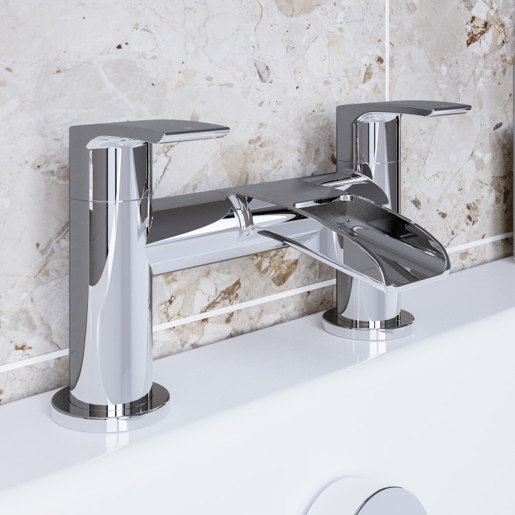 Chrome Waterfall Basin Mixer Tap & Bath Filler Tap Pack - Elina