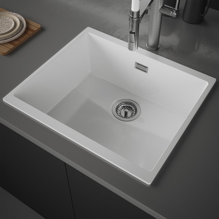 Single Bowl White Ceramic Kitchen Sink- Taylor & Moore Esme