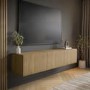 Multifunctional Oak Ribbed Floating TV Unit - TV's up to 75" - Hazel