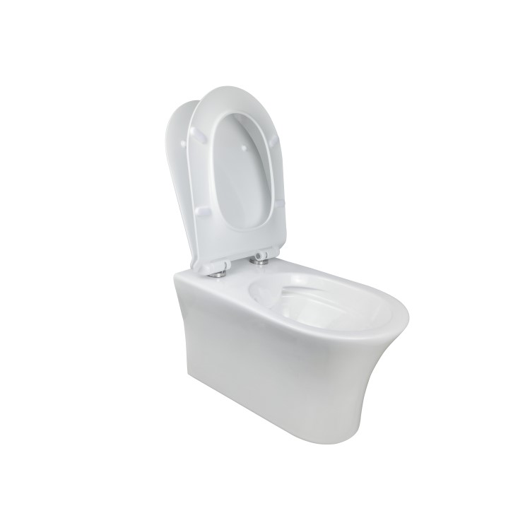 Indiana Wall Hung Toilet 820mm Pneumatic Frame & Cistern & Black Glass Flush Plate