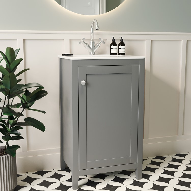 500mm Grey Freestanding Vanity Unit with Basin - Kinsley 