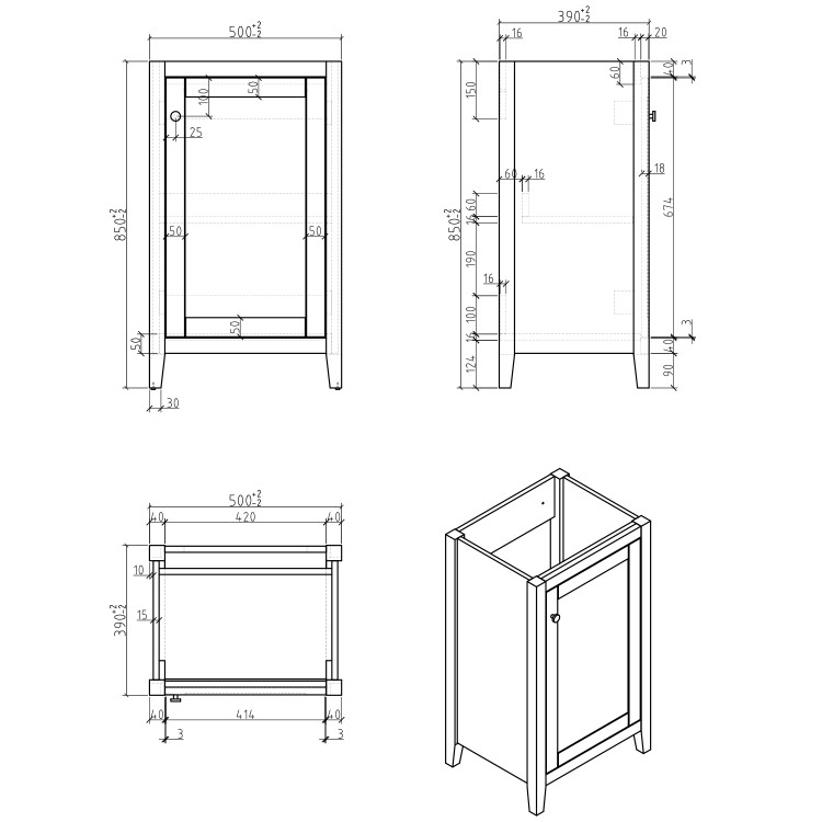 500mm White Freestanding Vanity Unit with Basin - Kinsley 