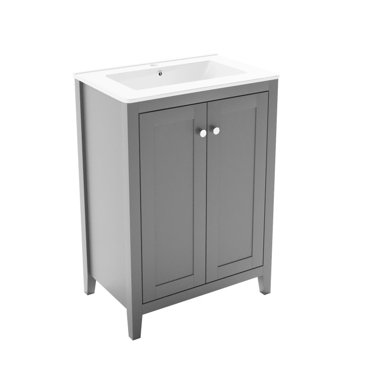 600mm Grey Freestanding Vanity Unit with Basin - Kinsley 