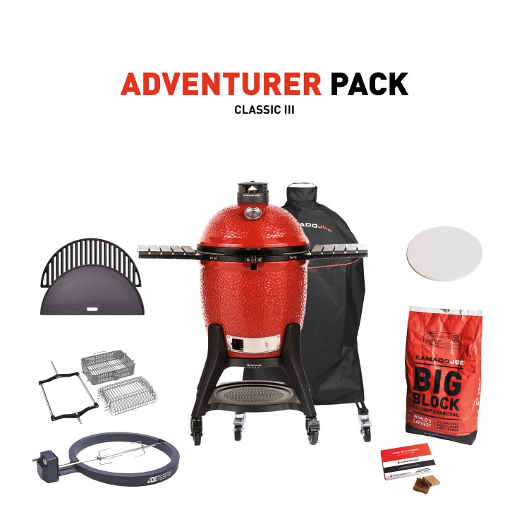 Kamado Joe Classic III Charcoal BBQ Grill with Adventurer Pack