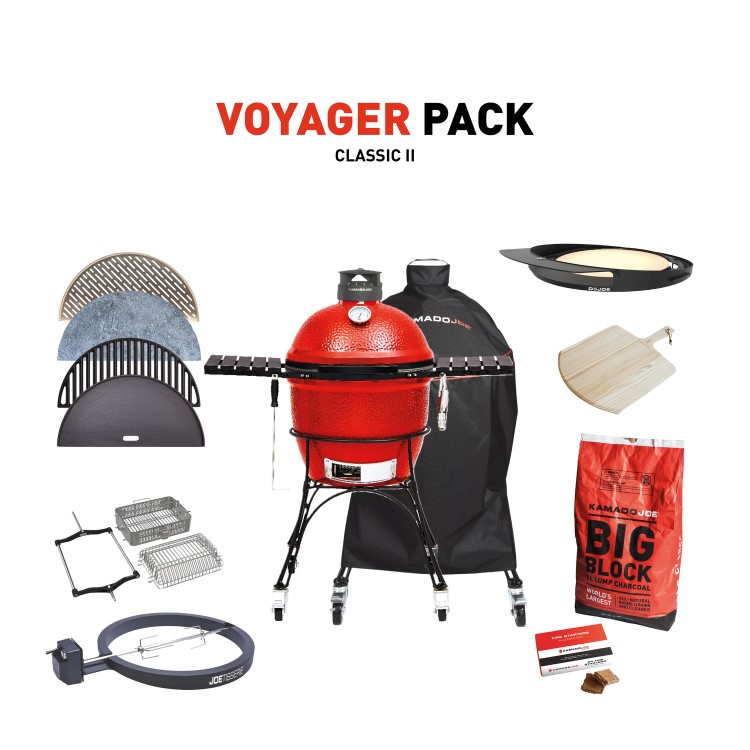 Kamado Joe Classic II Charcoal BBQ with Voyager Pack