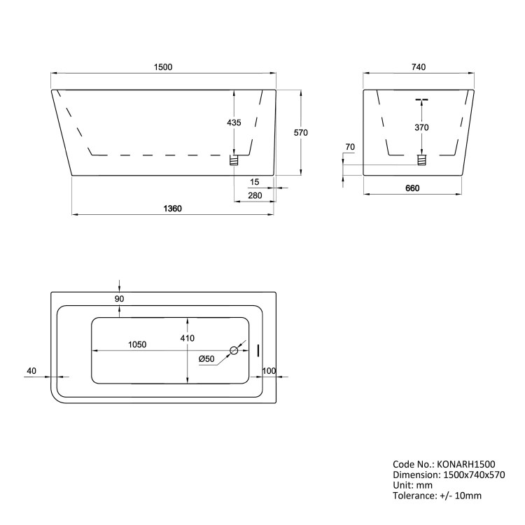 Brass Freestanding Right Hand Shower Bath Suite with Toilet and Basin - Kona