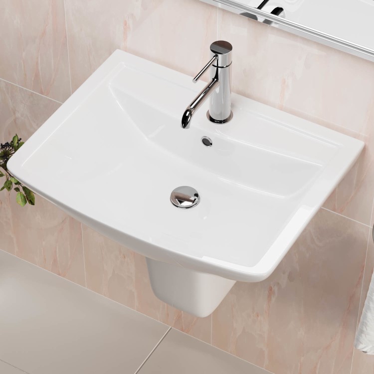 Close Coupled Toilet and Semi Pedestal Basin Bathroom Suite - Laurel