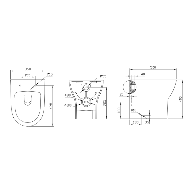 Back to Wall Toilet with Soft Close Seat - Laurel