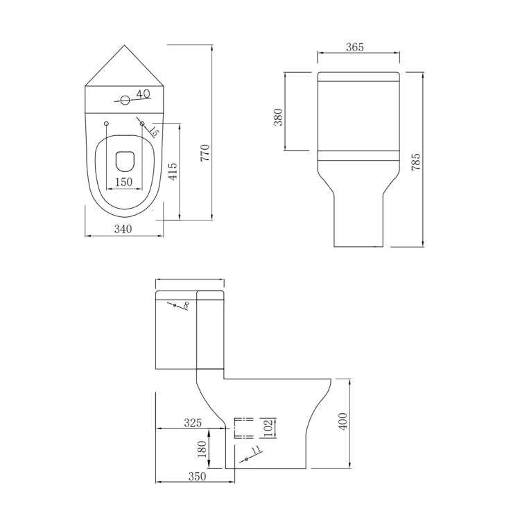 Close Coupled Corner Toilet with Soft Close Seat & Cover - Laurel