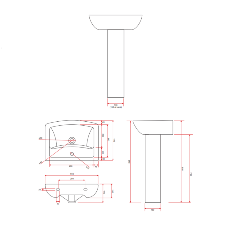 Close Coupled Toilet and Full Pedestal Basin Bathroom Suite - Laurel