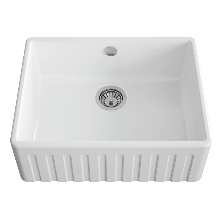 Single Bowl White Ceramic Fluted Beflast Kitchen Sink- Taylor & Moore Lillie