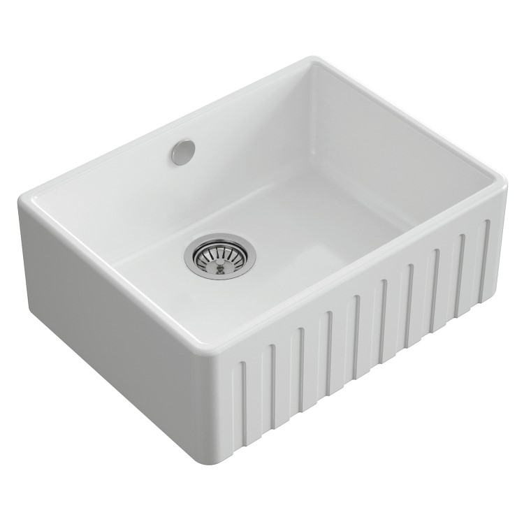 Single Bowl White Ceramic Fluted Beflast Kitchen Sink- Taylor & Moore Lillie