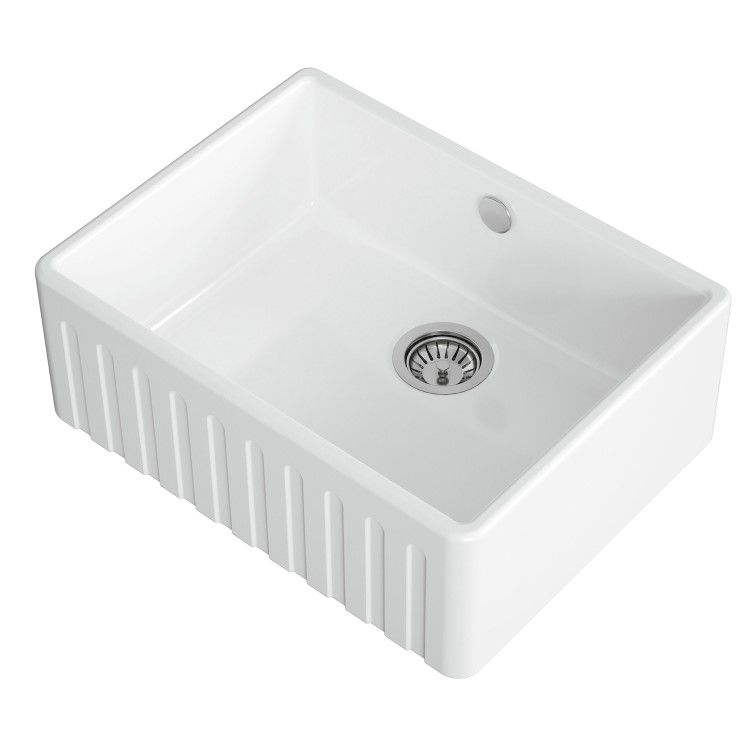 Single Bowl White Ceramic Fluted Beflast Kitchen Sink- Taylor & Moore Lillie