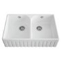 Double Bowl White Ceramic Fluted Belfast Kitchen Sink- Taylor & Moore Lillie