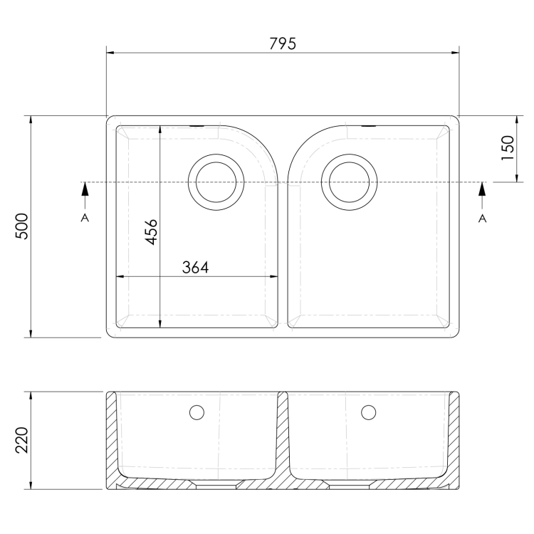 Double Bowl White Ceramic Fluted Belfast Kitchen Sink- Taylor & Moore Lillie