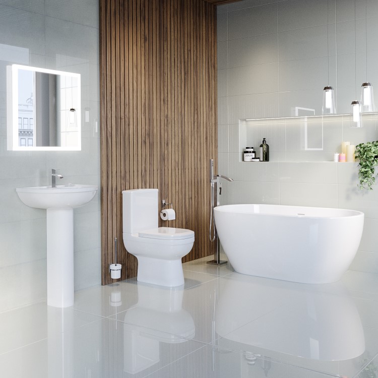 Modern Freestanding 1645mm Bath Suite with Toilet & Basin - Lisbon