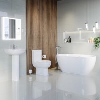 Modern Freestanding 1800mm Bath Suite with Toilet & Basin - Lisbon