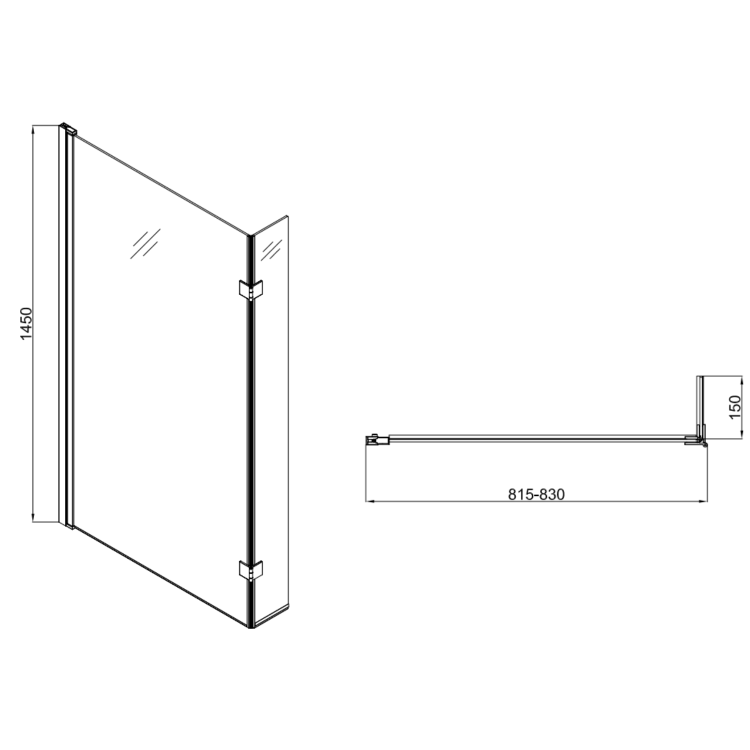 L Shape Shower Bath Left Hand with Front Panel & Chrome Bath Screen 1700 x 850mm - Lomax