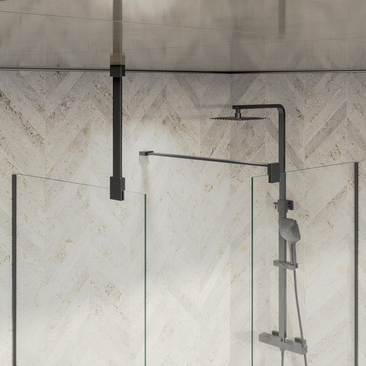 1400x800mm Gunmetal Grey Wet Room Shower Screen Enclosure - Live Your Colour